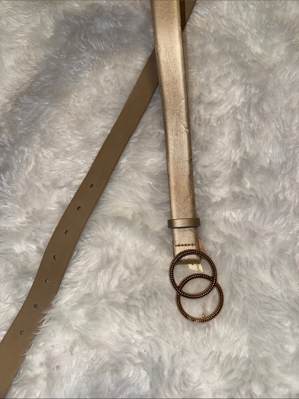 SHEIN Metallic Rose Gold Belt with Double Ring Buckle
